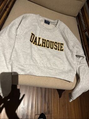 Varsity Gray Crewneck Sweatshirt with Black and Gold 'DALHOUSIE' Lettering